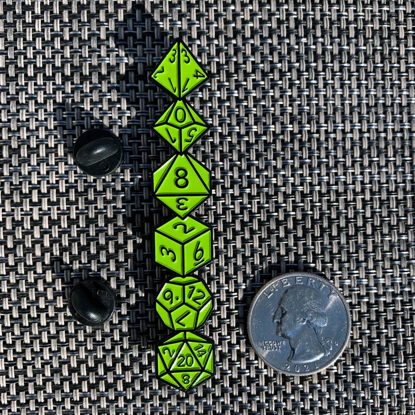 DND d20 stacked dice enamel pin